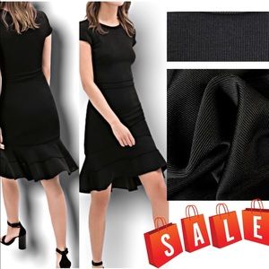 ZARA Ribbed Knit Dress - Fitted Mid-Size Flare Hem- NWT